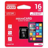 Atminties korta Goodram microSD 16Gb (class 10) + SD adapter