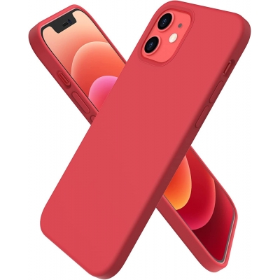 Dėklas Liquid Silicone 1.5mm Apple iPhone 12 raudonas