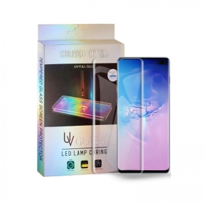 LCD apsauginis stikliukas M1 5D UV Glue Samsung S906 S22 Plus 5G lenktas skaidrus