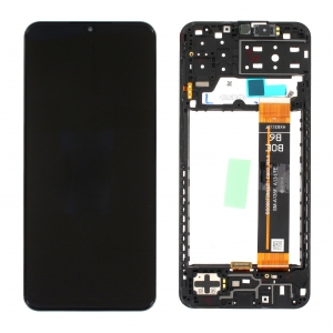 Ekranas Samsung A135 A13 4G su lietimui jautriu stikliuku ir rėmeliu originalus Black (service pack)