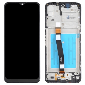 Ekranas Samsung A136 A13 5G su lietimui jautriu stikliuku ir rėmeliu originalus Black (service pack)
