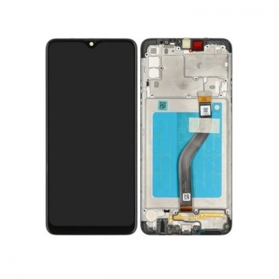 Ekranas Samsung A528 A52S 5G su lietimui jautriu stikliuku ir rėmeliu originalus Awesome Black (service pack)