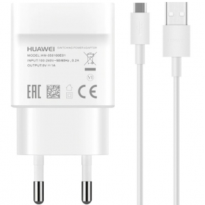 Įkroviklis originalus Huawei HW-050100E01 + kabelis MicroUSB 1m baltas