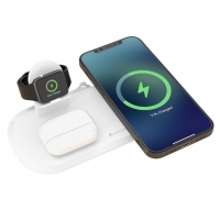 Įkroviklis belaidis Devia 3in1 Smart Phone, Apple Watch, Airpods baltas