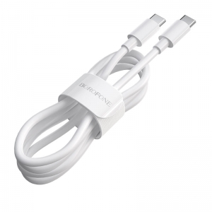 USB kabelis Borofone BX44 iš Type-C į Type-C 100W 1.0m baltas
