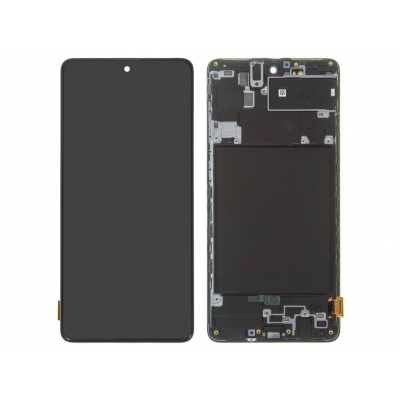 Ekranas Samsung A715 A71 su lietimui jautriu stikliuku su rėmeliu juodas (real size) OLED Ekranas Samsung A715 A71 su lietimui jautriu stikliuku su rėmeliu juodas (real size) OLED