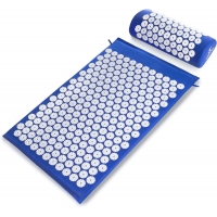 Masažinis akupresūros kilimėlis su pagalvėle MM-001 mėlynas