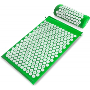Masažinis akupresūros kilimėlis su pagalvėle MM-001 žalias