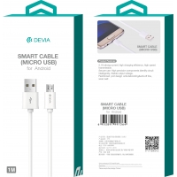 USB kabelis Devia Smart microUSB 2.0m baltas