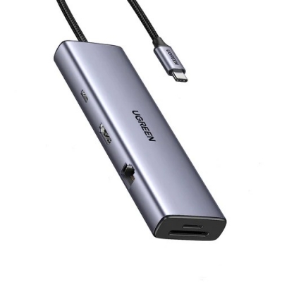 Adapteris Ugreen CM498 USB-C to 2xUSB-A + USB-C + HDMI + SD / TF + PD pilkas Adapteris Ugreen CM498 USB-C to 2xUSB-A + USB-C + HDMI + SD / TF + PD pilkas
