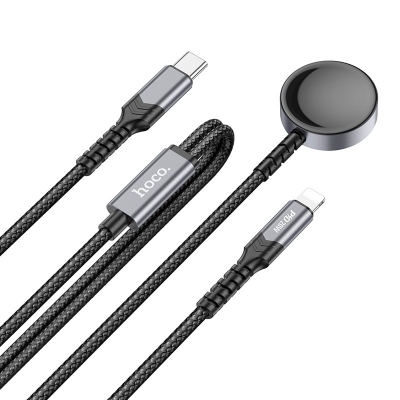 USB kabelis Hoco CW54 2in1 USB-C to Lightning / Apple Watch 1.2m juodas USB kabelis Hoco CW54 2in1 USB-C to Lightning / Apple Watch 1.2m juodas