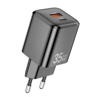 Įkroviklis Awei PD66-EU 35W GaN USB-A / USB-C juodas