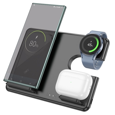 Įkroviklis belaidis Hoco CQ2 (Samsung) 3-in-1 juodas Įkroviklis belaidis Hoco CQ2 (Samsung) 3-in-1 juodas