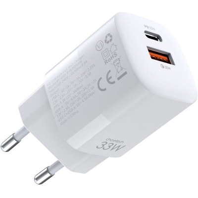 Įkroviklis Choetech PD5006 USB-C / USB-A 33W baltas