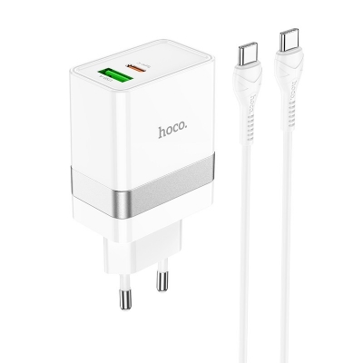 Įkroviklis Hoco N21 30W USB-C / USB-A + USB-C to USB-C cable 1.0m baltas Įkroviklis Hoco N21 30W USB-C / USB-A + USB-C to USB-C cable 1.0m baltas