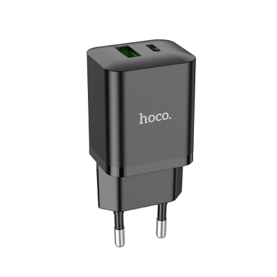 Įkroviklis Hoco N28 20W USB-C / USB-A juodas Įkroviklis Hoco N28 20W USB-C / USB-A juodas
