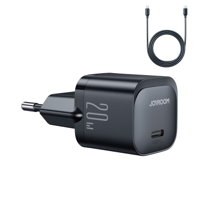 Įkroviklis Joyroom JR-TCF02 USB-C PD20W + USB-C 1.0m cable juodas Įkroviklis Joyroom JR-TCF02 USB-C PD20W + USB-C 1.0m cable juodas