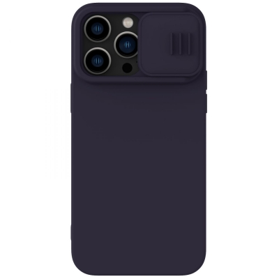 Dėklas Nillkin CamShield Silky Silicone Apple iPhone 15 Pro tamsiai violetinis Dėklas Nillkin CamShield Silky Silicone Apple iPhone 15 Pro tamsiai violetinis