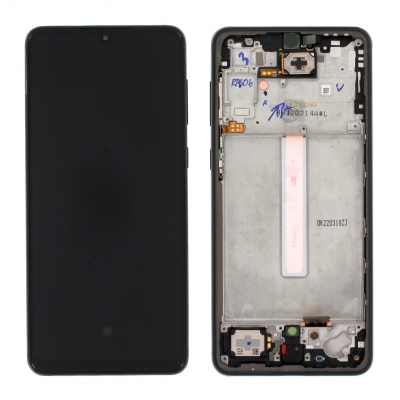Ekranas Samsung A336 A33 5G su lietimui jautriu stikliuku ir rėmeliu originalus Awesome Black (assembled service pack) Ekranas Samsung A336 A33 5G su lietimui jautriu stikliuku ir rėmeliu originalus Awesome Black (assembled service pack)