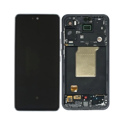 Ekranas Samsung A556 A55 5G su lietimui jautriu stikliuku ir rėmeliu originalus Awesome Navy (service pack)