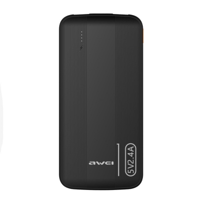 Išorinė baterija Power Bank Awei P20K 5V / 2.4A 10000mAh juoda Išorinė baterija Power Bank Awei P20K 5V / 2.4A 10000mAh juoda