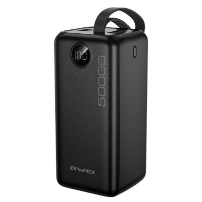 Išorinė baterija Power Bank Awei P36K 5V / 2A 50000mAh juoda Išorinė baterija Power Bank Awei P36K 5V / 2A 50000mAh juoda