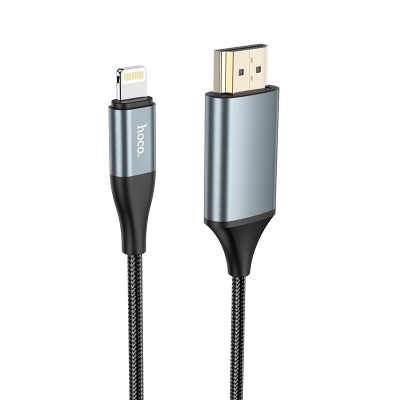 Kabelis Hoco UA15 Lightning to HDMI 2.0m pilkas Kabelis Hoco UA15 Lightning to HDMI 2.0m pilkas
