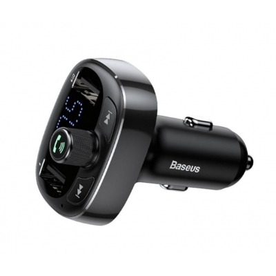 Transmiteris Baseus T-Typed S-09 Bluetooth MP3 grotuvas / FM bangų moduliatorius (laisvų rankų įranga,microSD,LCD,2xUSB Quick Charge 3.4A įkroviklis) CCALL-TM01