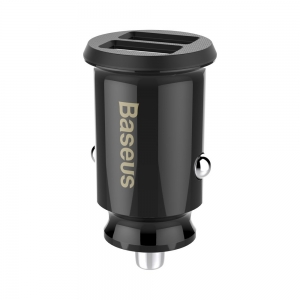 Automobilinis įkroviklis Baseus Grain (3.1A) su 2 USB jungtimis juodas CCALL-ML01