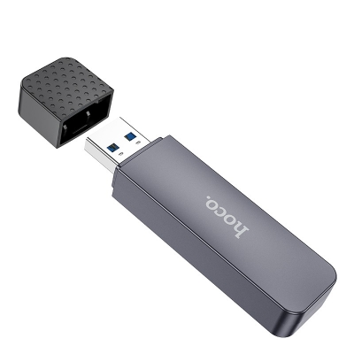 Atminties kortelių skaitytuvas Hoco HB45 2-in-1 USB2.0 pilkas Atminties kortelių skaitytuvas Hoco HB45 2-in-1 USB2.0 pilkas