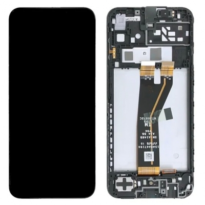 Ekranas Samsung A145 A14 4G su lietimui jautriu stikliuku ir rėmeliu Black Ekranas Samsung A145 A14 4G su lietimui jautriu stikliuku ir rėmeliu Black
