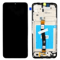 Ekranas Samsung A226 A22 5G su lietimui jautriu stikliuku ir rėmeliu Black