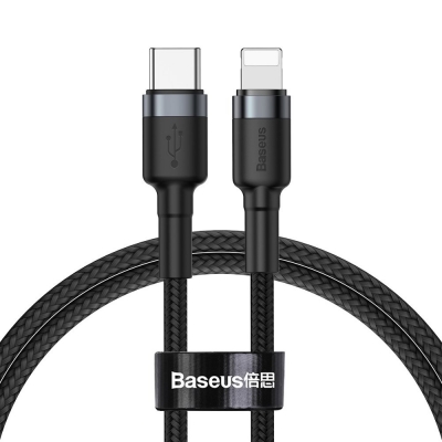 USB kabelis Baseus Cafule PD20W Type-C to Lightning 1.0m pilkas-juodas CATLKLF-G1 USB kabelis Baseus Cafule PD20W Type-C to Lightning 1.0m pilkas-juodas CATLKLF-G1