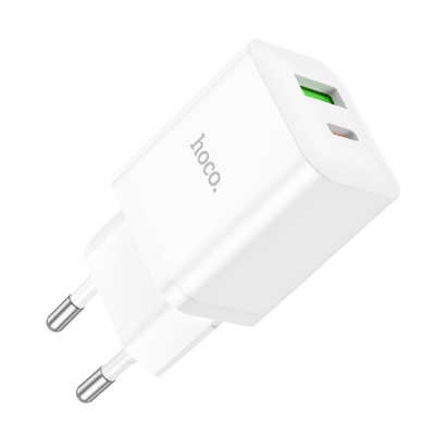 Įkroviklis Hoco N28 20W USB-C / USB-A baltas Įkroviklis Hoco N28 20W USB-C / USB-A baltas