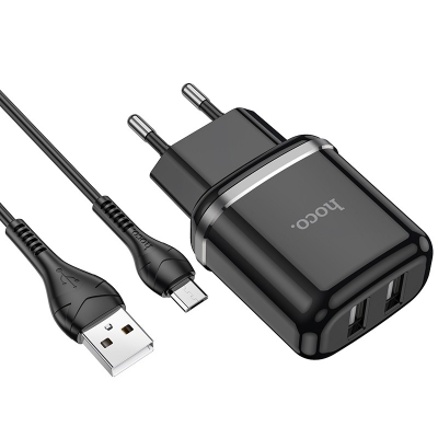 Įkroviklis Hoco N4 + microUSB (2.4A) juodas Įkroviklis Hoco N4 + microUSB (2.4A) juodas
