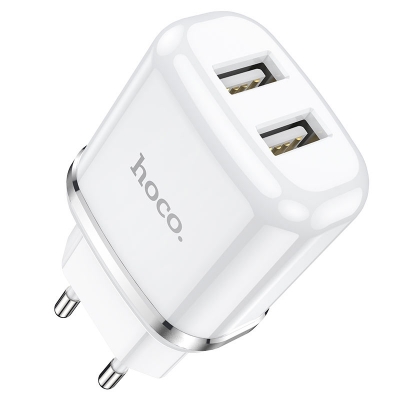 Įkroviklis Hoco N4 12W 2xUSB-A baltas Įkroviklis Hoco N4 12W 2xUSB-A baltas