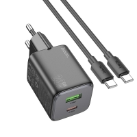 Įkroviklis Hoco N41 USB-A / USB-C PD20W+QC3.0 + USB-C to USB-C cable 1.0m juodas