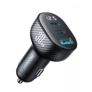 Automobilinis įkroviklis Joyroom JR-CCD04 2xUSB-C / USB-A 30W juodas