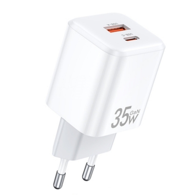 Įkroviklis Awei PD66-EU 35W GaN USB-A / USB-C baltas Įkroviklis Awei PD66-EU 35W GaN USB-A / USB-C baltas