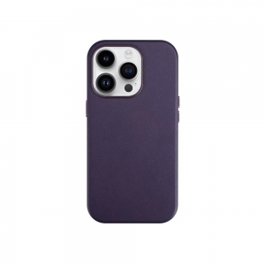 Dėklas Mag Leather Case Apple iPhone 16 Plus tamsiai violetinis