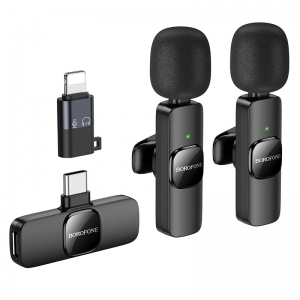 Mikrofonas Borofone BFK15 Lightning / USB-C juodas
