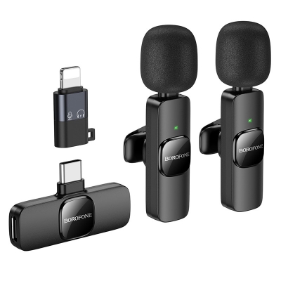 Mikrofonas Borofone BFK15 Lightning / USB-C juodas Mikrofonas Borofone BFK15 Lightning / USB-C juodas