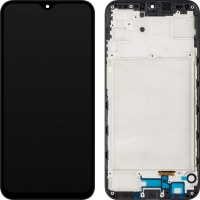 Ekranas Samsung A155 A15 4G / A156 A15 5G su lietimui jautriu stikliuku ir rėmeliu Black