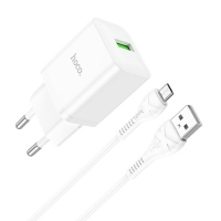 Įkroviklis Hoco N26 18W USB-A + USB-A to MicroUSB cable 1.0m baltas