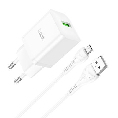 Įkroviklis Hoco N26 18W USB-A + USB-A to MicroUSB cable 1.0m baltas Įkroviklis Hoco N26 18W USB-A + USB-A to MicroUSB cable 1.0m baltas