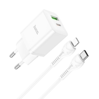 Įkroviklis Hoco N28 20W USB-C / USB-A + USB-C to Lightning cable 1.0m baltas