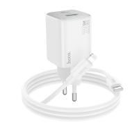 Įkroviklis Hoco N41 20W GaN USB-A / USB-C + USB-C to Lightning cable 1.0m baltas