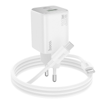 Įkroviklis Hoco N41 20W GaN USB-A / USB-C + USB-C to USB-C cable 1.0m baltas