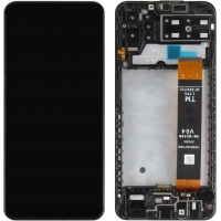 Ekranas Samsung A137 A13 2022 su lietimui jautriu stikliuku su rėmeliu juodas