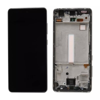 Ekranas Samsung A525 A52 4G / A526 A52 5G su lietimui jautriu stikliuku ir rėmeliu juodas OLED (real size)